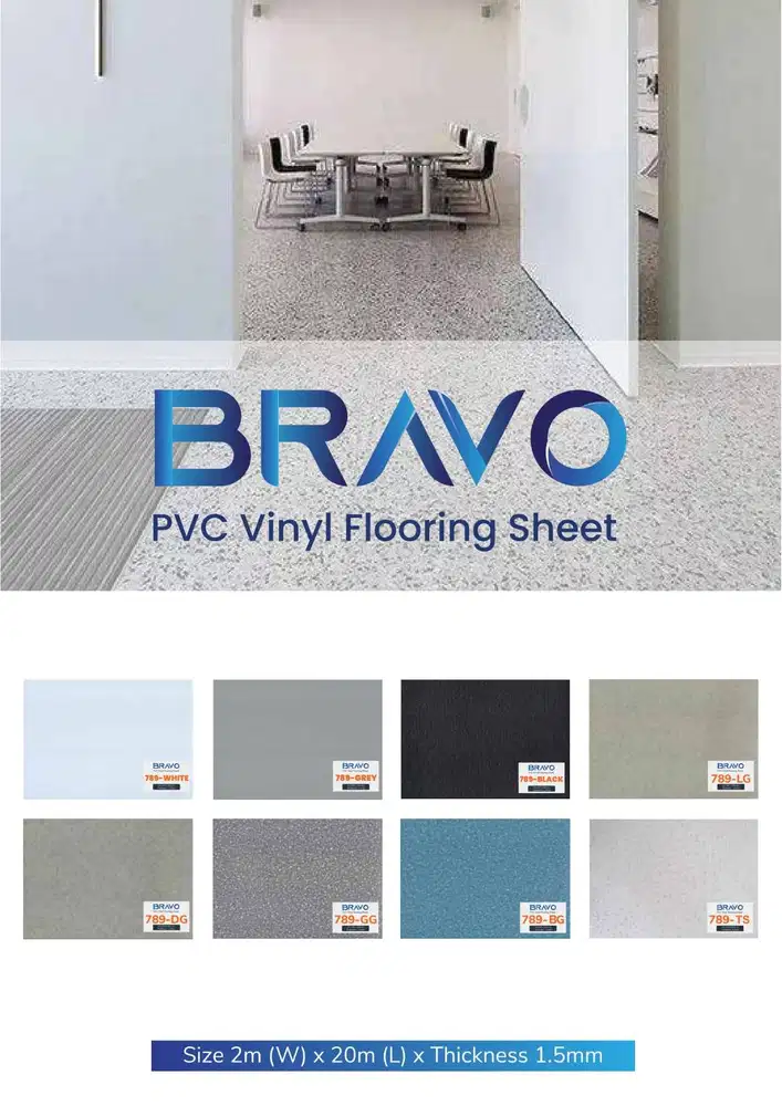 Vinyl Roll Bravo Tebal 1,5mm / Lantai Vinyl Motif Terazzo Stone Solid