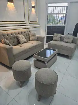 Sofa L minimalis + 2 stool