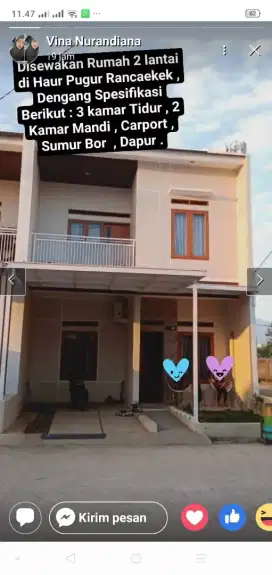 Di sewakan rumah 2lantai di jl cipanas,haurpugur,rancaekek,kab bandung
