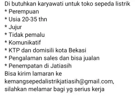 Lowongan kerja sales dan jaga toko