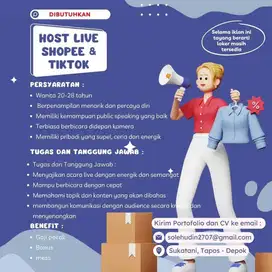 Lowongan kerja host live shopee dan tiktok