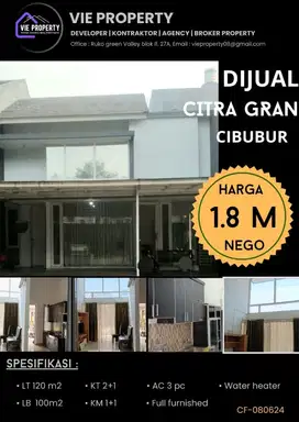 Full Furnish bonus Water Heater Dijual Rumah di Citra Grand Cibubur