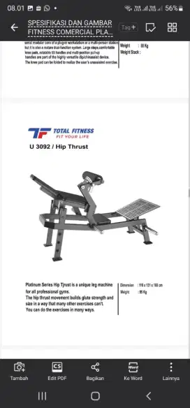 Alat olahraga fitnes komersil hit trust