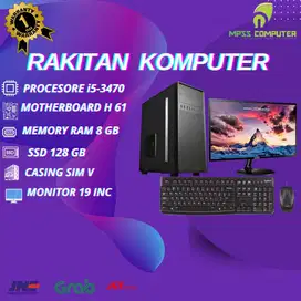 SET PC/CPU KOMPUTER RAKITAN CORE I5 3470 8GB 128GB 500GB LED 19'MK120[