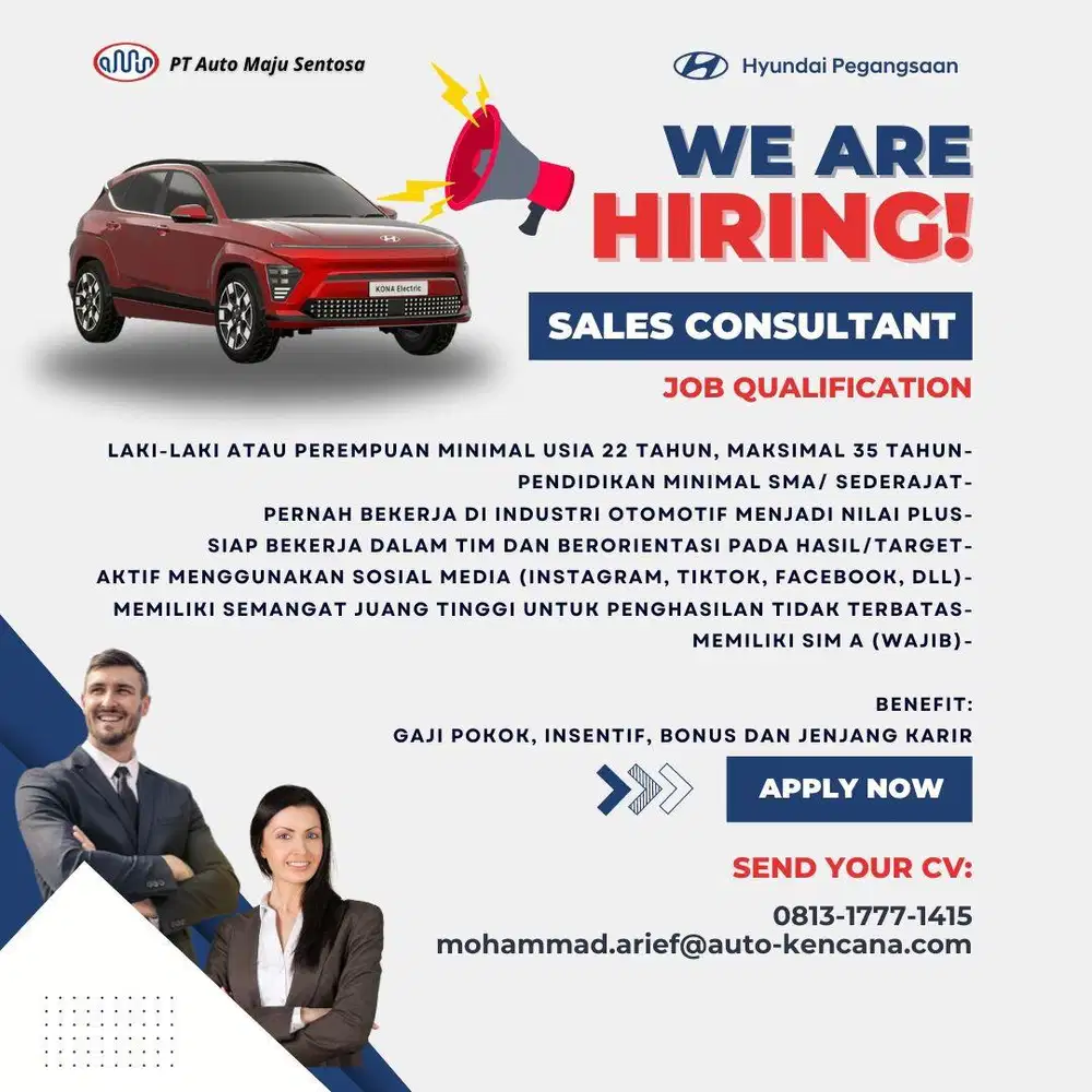 Hyundai Lowongan Sales Counter dan Sales Consultant
