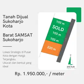 Tanah Dijual Sukoharjo Kota, barat Samsat Sukoharjo