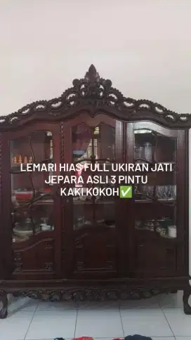 Lemari Hias Jati Jepara Asli (Full Ukiran)