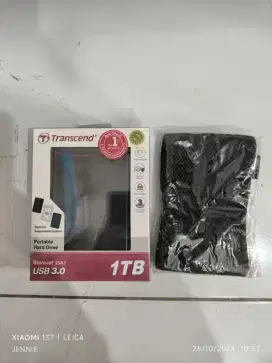 Harddisk eksternal transcend 1TB free pouch