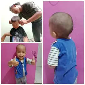 cukur rambut mas Ari ( panggilan )