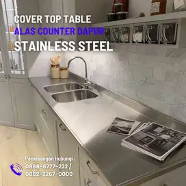 Pasang alas meja dapur stainless steel /cover top table Bandung