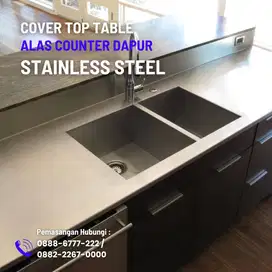 Alas stainless steel, cover meja dapur. Terima pemasangan Bandung