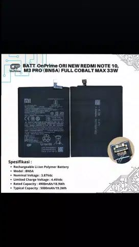 Jual baterai Redmi note 10 / Poco m3 pro BN5A