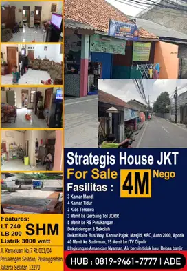 Dijual Rumah Lokasi Strategis di Petukangan Selatan Jakarta Selatan