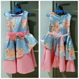 Dress Biru Pink Korean Style