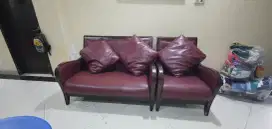 Kursi Sofa, 2 1 + meja kayu lapis kaca