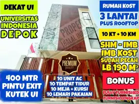 Rumah Kost Putri 10 Kmr Kutek UI Depok Full Furnish SHMIMB Kost