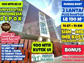 Jual Rumah Kost Putra Kutek UI Depok Full Furnish SHM IMB Kost