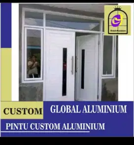 PINTU UTAMA ALUMINIUM SWING JENDELA GENDONG DAN TERPISAH 240*200