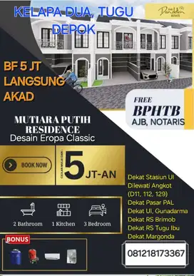 Rumah 2LT Tugu Depok, Dekat Stasiun UI, Pasar PAL