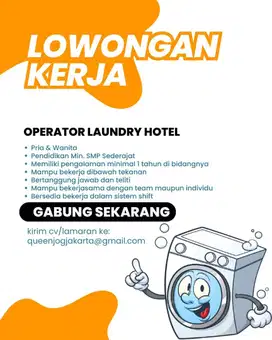 Lowongan operator mesin laundry hotel