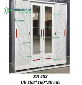 Lemari Pakaian sliding besi 4 pintu kualitas bagus, anti air, jamur ,