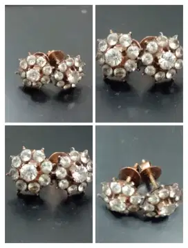 Anting tindik subeng suweng zirkon Kalimantan like diamond balut emas
