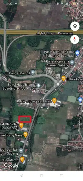 Dijual Tanah Luas di Pinggir Jalan Raya Otista Subang