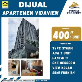 DIJUAL APARTEMEN VIDAVEW LANTAI 11 TYPE STUDIO SEMI FURNISH VIEW KOLAM