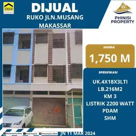 DIJUAL RUKO 3 LANTAI DI JALAN MUSANG TENGAH KOTA MAKASSAR