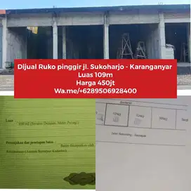 Dijual ruko strategis pinggir jalan Raya Sukoharjo Karanganyar