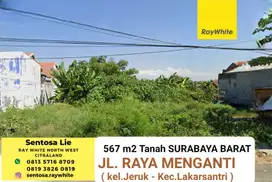 567 m2 Tanah Raya Menganti Lakarsantri dekat Citraland, Pakuwon Mall