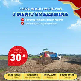 Jual Tanah Murah Madiun Winongo, Dekat RS Hermina