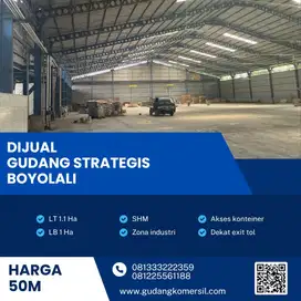 Dijual Gudang Zona Merah Industri 1,1 Ha,Lokasi Boyolali Bu