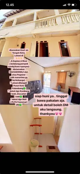 DI SEWAKAN  KOSAN DI TENGAH KOTA DENGAN HARGA TERJANGKAU!!!