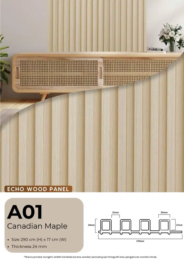 Echo Wood Panel / WPC Wallpanel / Panel Dinding Panjang 2,9m (Kode A)