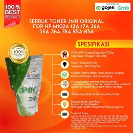 SERBUK TONER JMH ORIGINAL FOR HP M102A 12A 17A 26A 35A 36A 78A 85A 83A