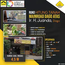 Ruko Bangunan Lama Hitung Tanah Mainroad Dago Atas, H. Juanda, Dago