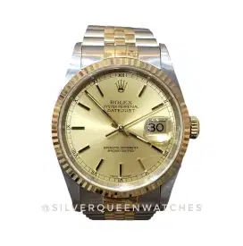 Rolex men 18KSS paper datejust champagne