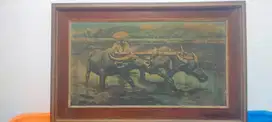 Lukisan Canvas abstrak karapan sapi asli