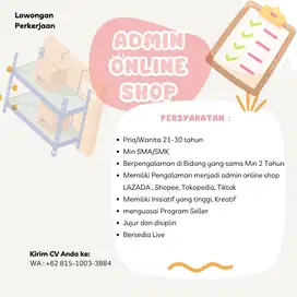 LOWONGAN KERJA ADMIN ONLINE SHOP