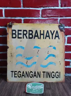 Papan PLN Jadul Berbahaya (Bahan Enamel Original)