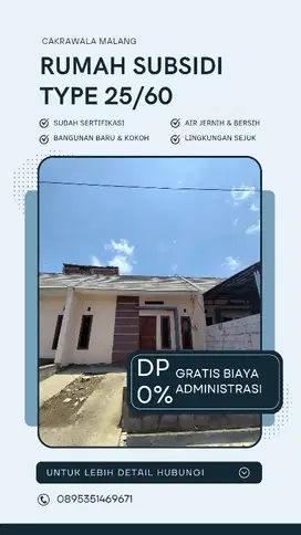 RUMAH SUBSIDI TANPA DP + ANGSURAN 1 JUTA FLAT SAMPAI LUNAS