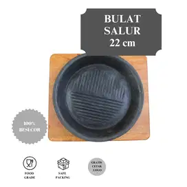 Dapur Logam  Cast Iron / Hot Plate Steak Model Bulat salur 22cm