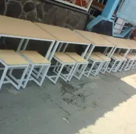 Meja kursi cafe Hpl taco rangka besi (1 set custom)