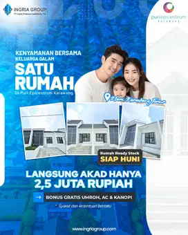 DIJUAL MURAH RUMAH SIAP HUNI DI KARAWANG KLARI 300 JUTAAN SAJA