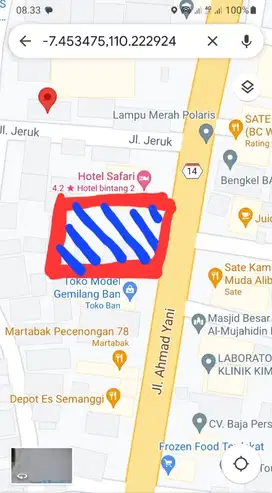 Dijual Tanah Strategis Samping Hotel Safari jl Ahmad Yani Magelang