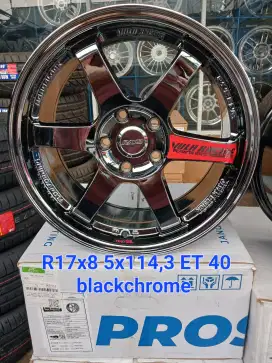 Velg te37 ring 17 lebar 8 pcd 5x114,3 ET 40 blackchrome 4pcs