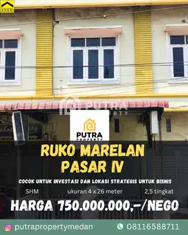 DIJUAL RUKO DIPUSAT KERAMAIAN MEDAN MARELAN