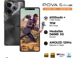 TECNO POVA 6 PRO 5G NEW RAM 24/256GB, 5 tahun protecsi.