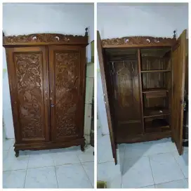 JUAL LEMARI JATI FULL UKIR JEPARA JATI TUA ANTIK VINTAGE PULUHAN TAHUN